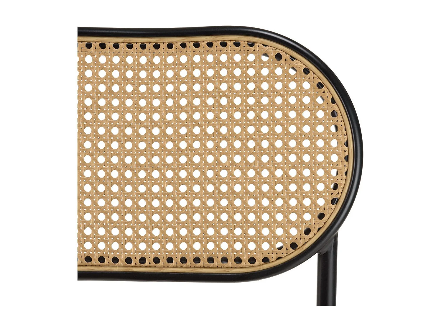 LEA - Lot de 2 chaises assise tissu noir dossier effet cannage