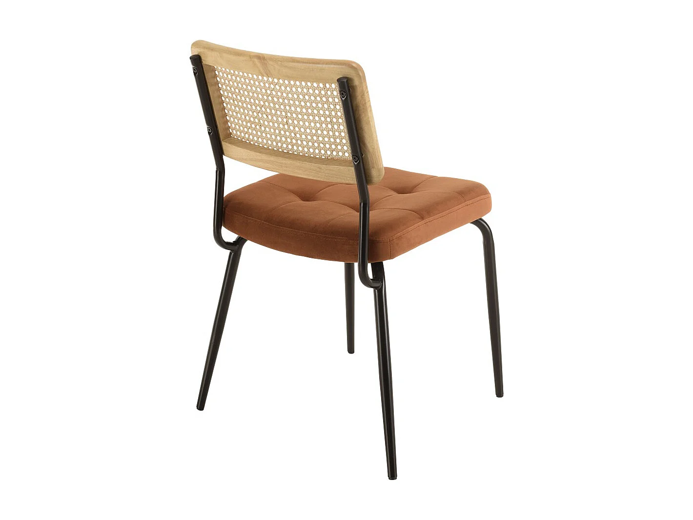 AGATHE - Lot de 2 chaises dossier rotin assise velours orange