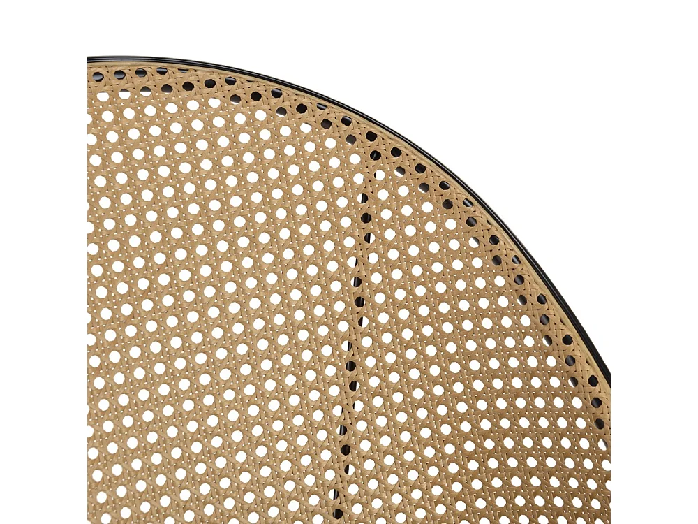 LEA - Lot de 2 chaises assise tissu noir dossier arrondi effet cannage