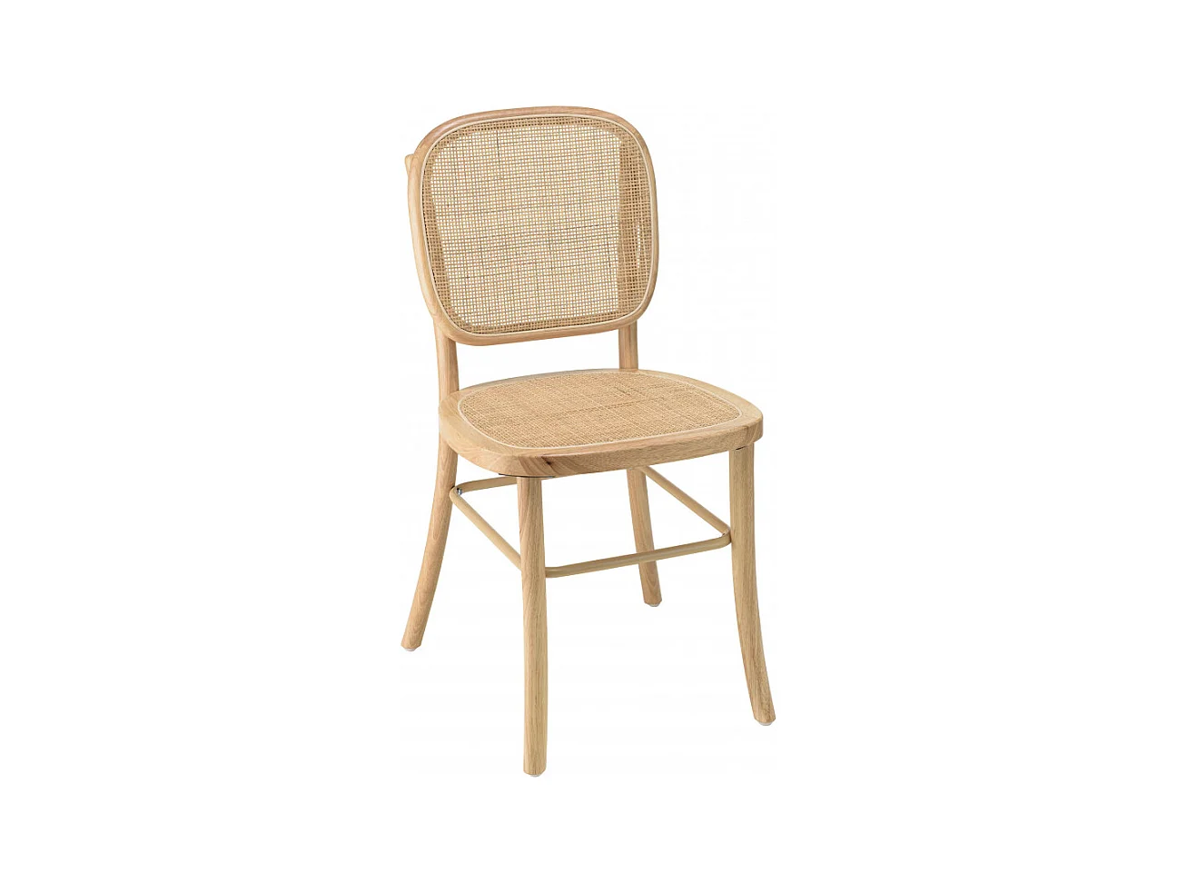 AGATHE - Chaise en bois d'Hévéa, dossier et assise en rotin naturel
