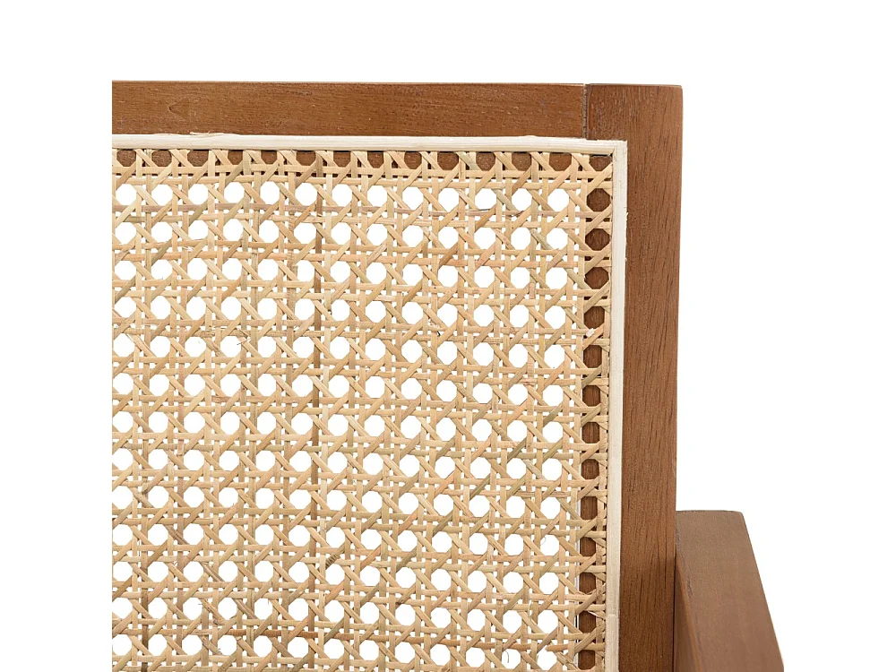 AGATHE - Fauteuil en bois d'Hévéa foncé dossier et assise rotin naturel