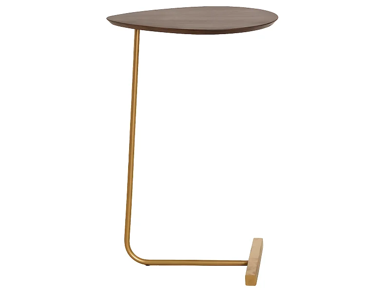Mesa auxiliar contemporánea Léon de madera de mango y metal dorado