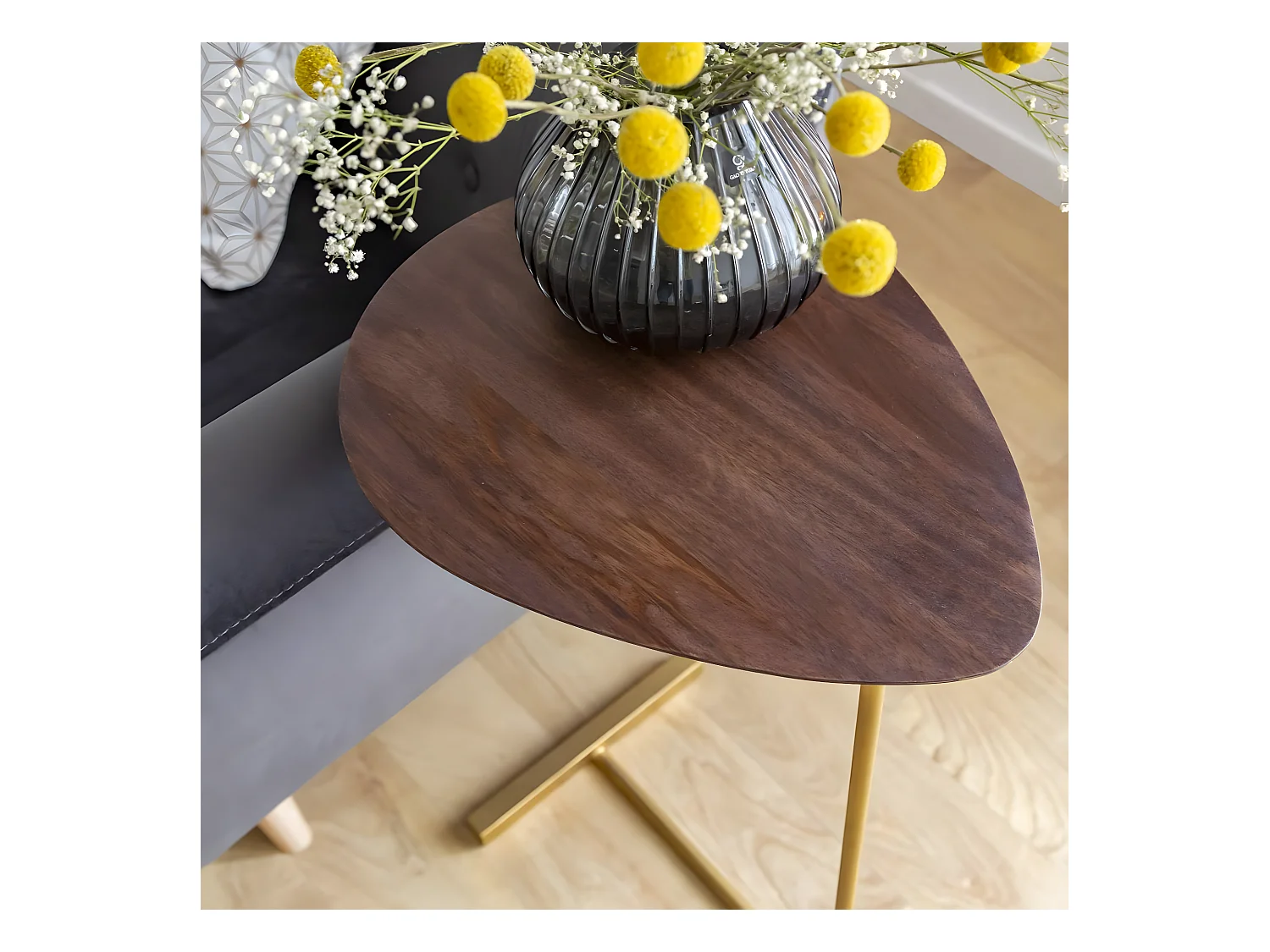 Bout de canapé en bois de manguier et métal Léon