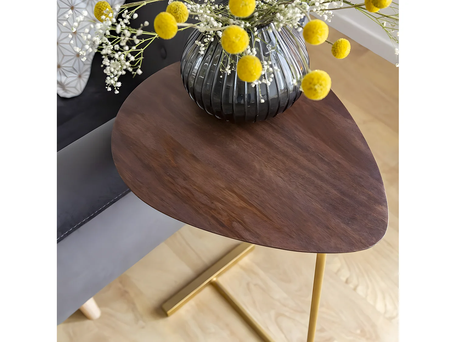 Bout de canapé en bois de manguier et métal Léon