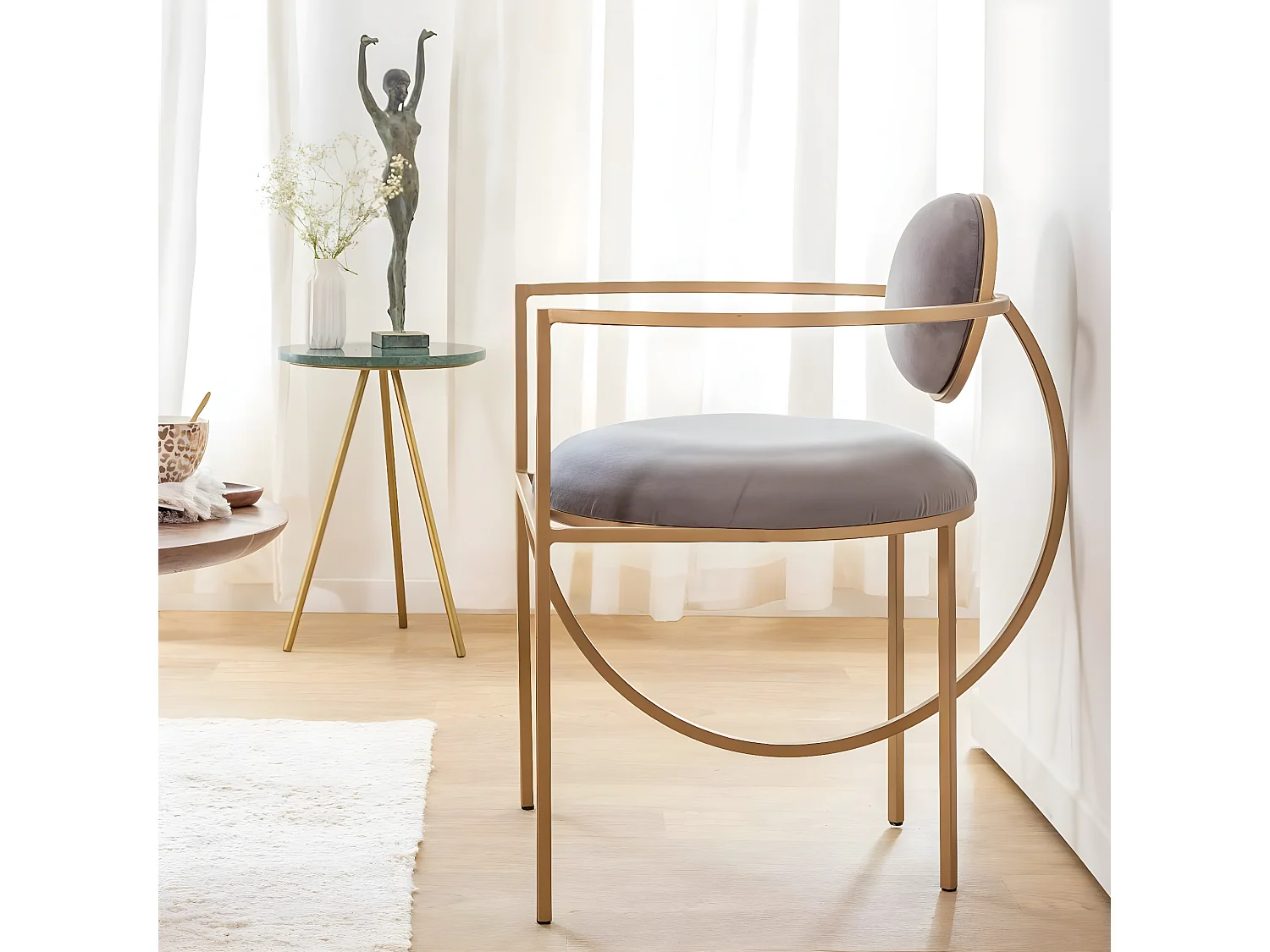 Bout de canapé en marbre vert Eva