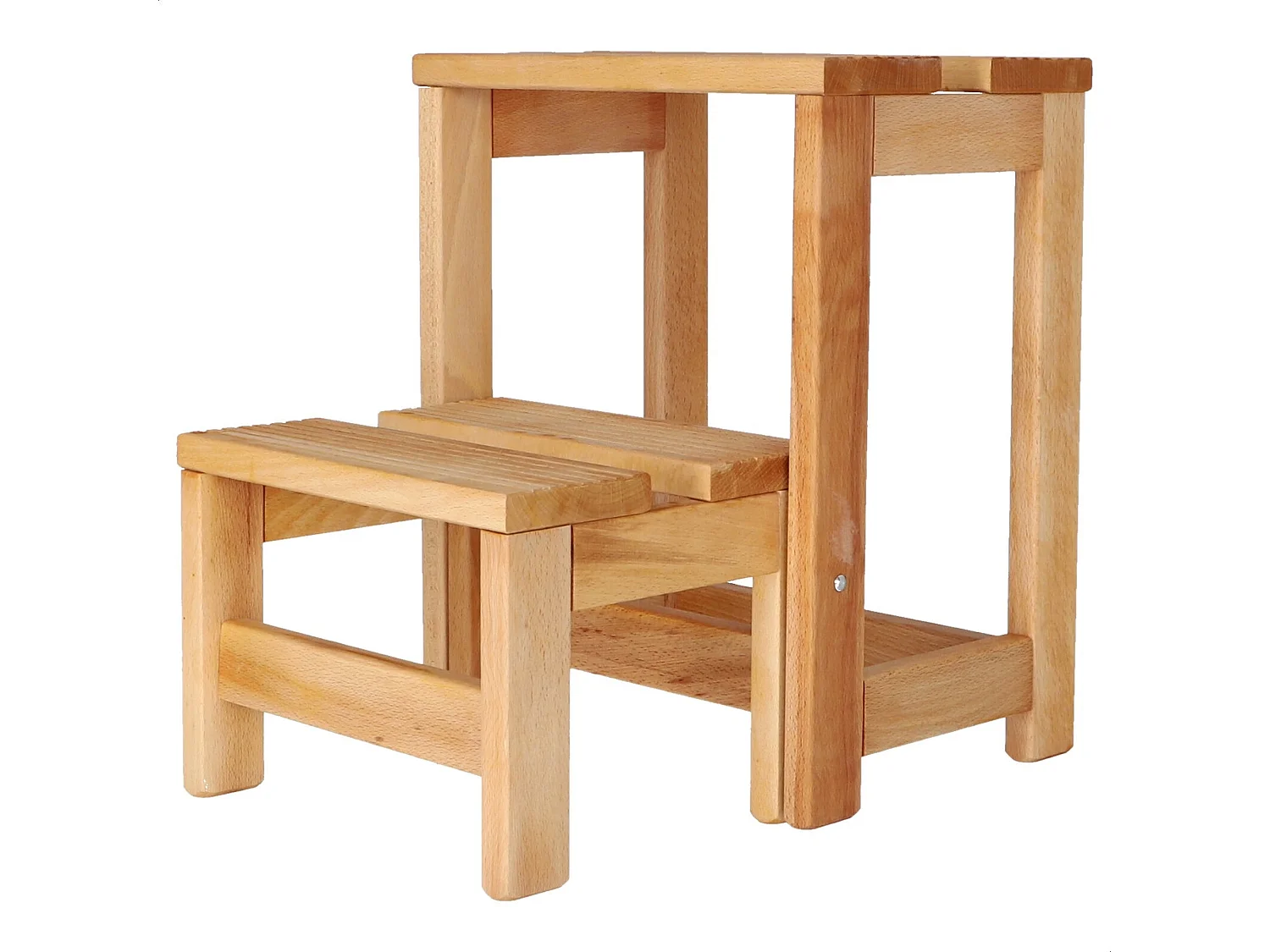 Tabouret échelle 2 marches en bois, huilé, 32x23x40 cm