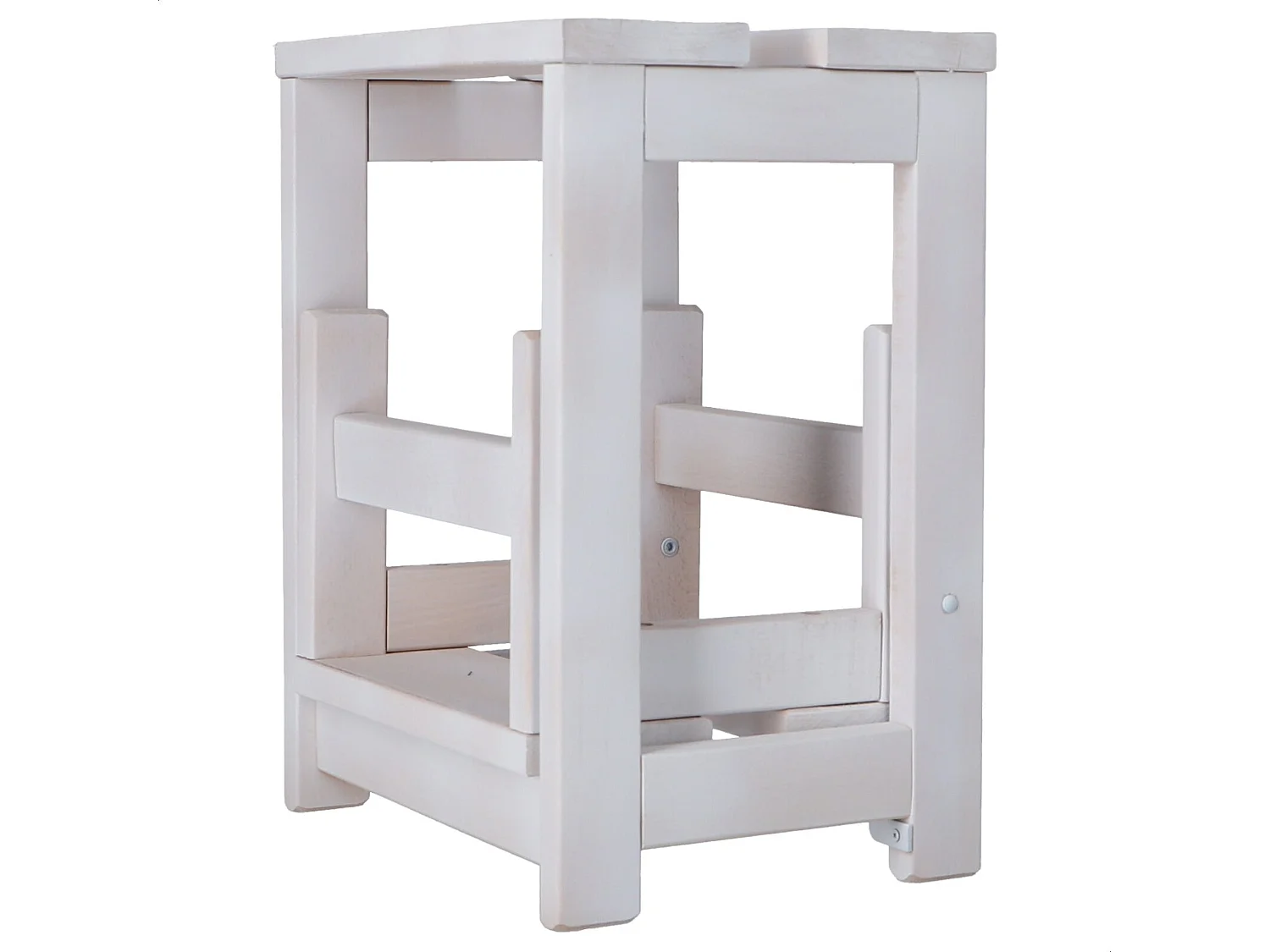 Tabouret échelle 2 marches en bois, finition blanche, 32x23x40 cm