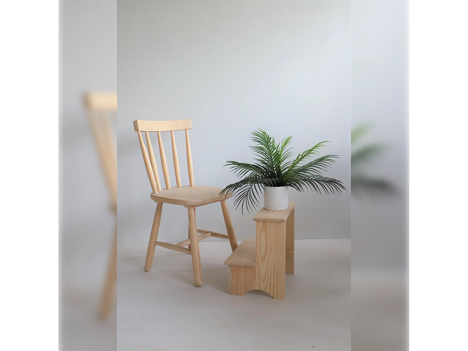 Tabouret d'escalier en bois, finition SANS vernis, 40x30x40 cm