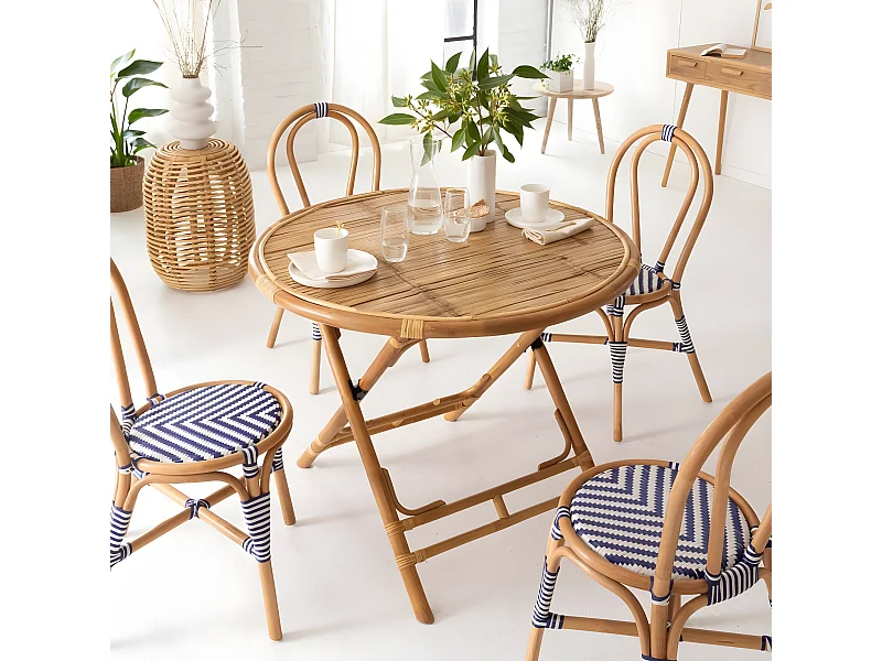 Table ronde en bambou 4 places Soline