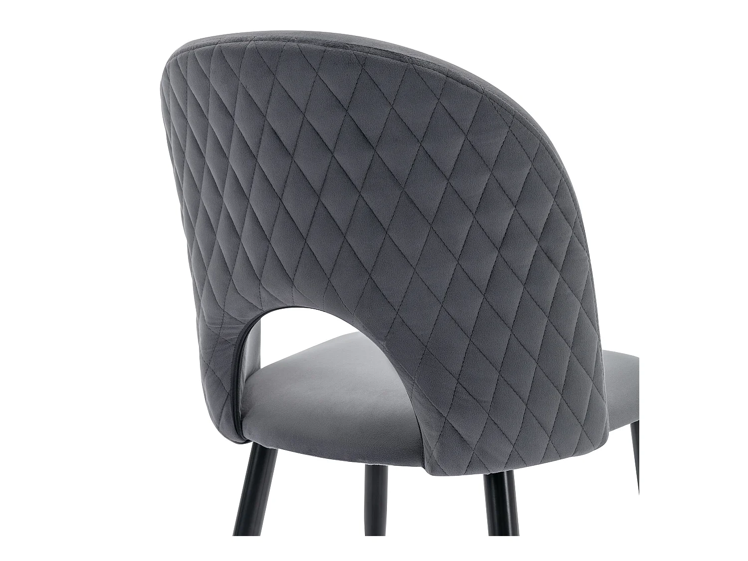 Set van 4 stoelen bekleed met fluweel - bekleed met ruitpatroon - verstelbare poten - Grijs