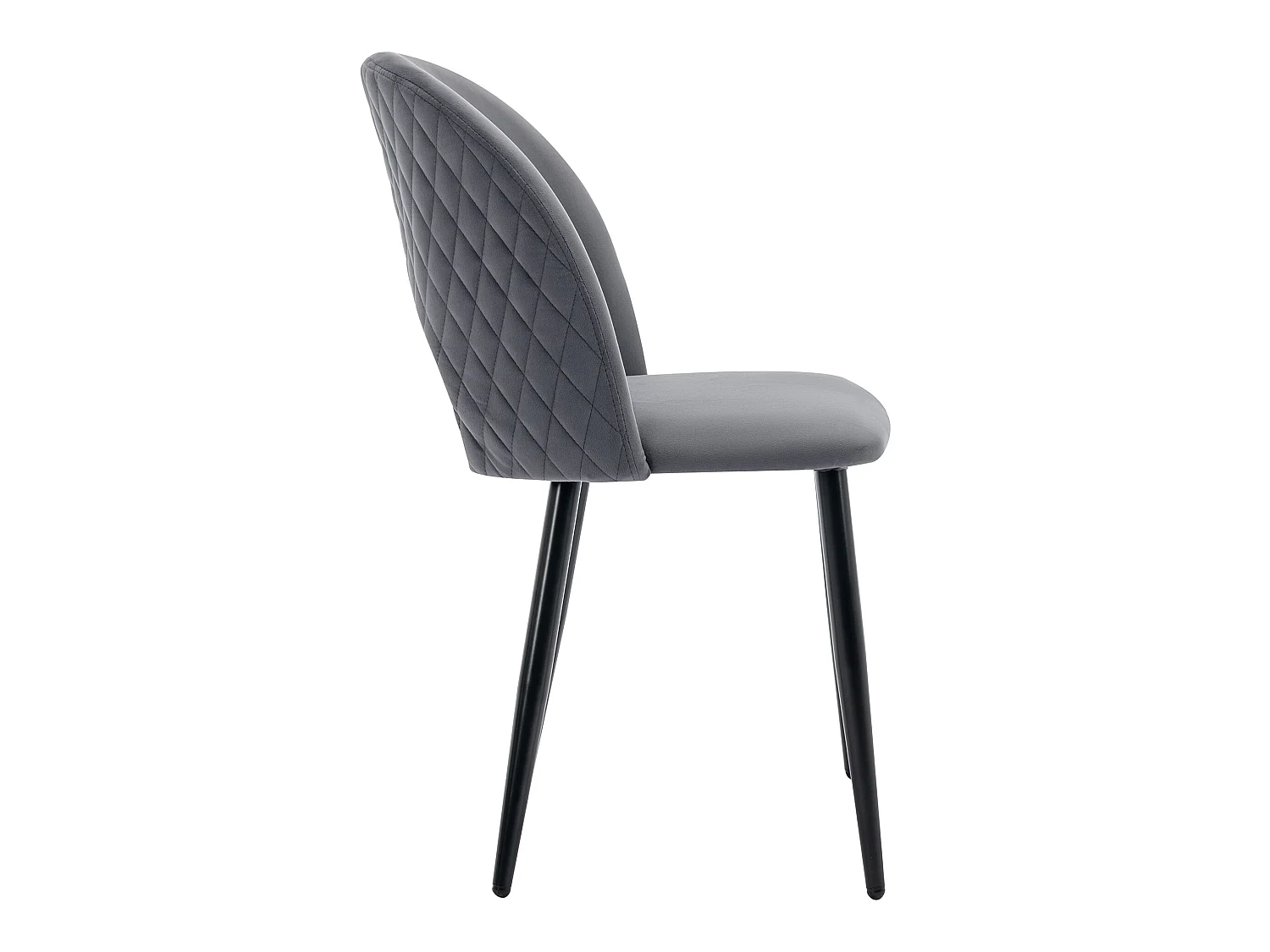 Set van 4 stoelen bekleed met fluweel - bekleed met ruitpatroon - verstelbare poten - Grijs