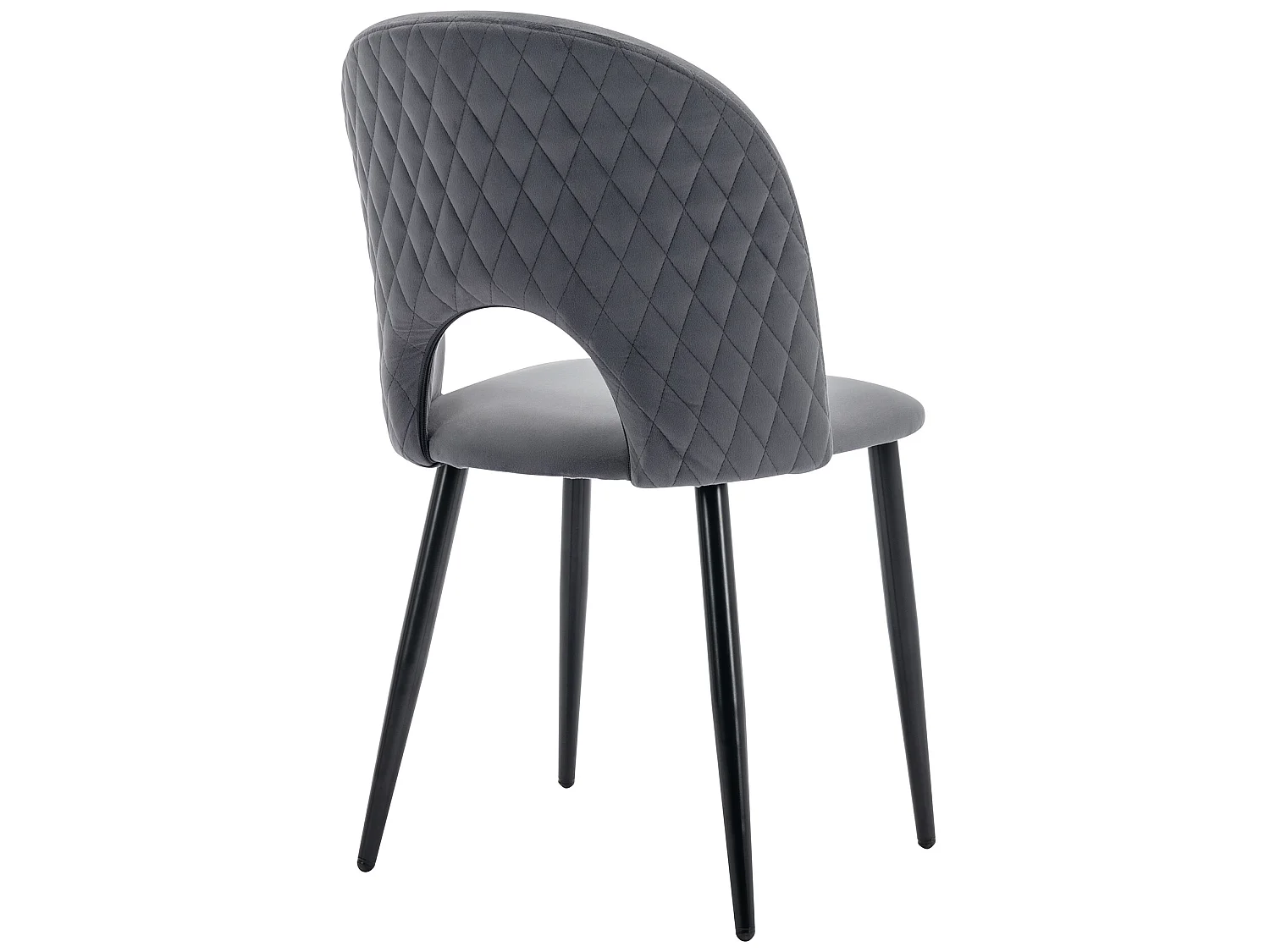 Lot de 4 Chaises rembourrées en velours - recouvertes de motif losange - pieds réglables - Gris