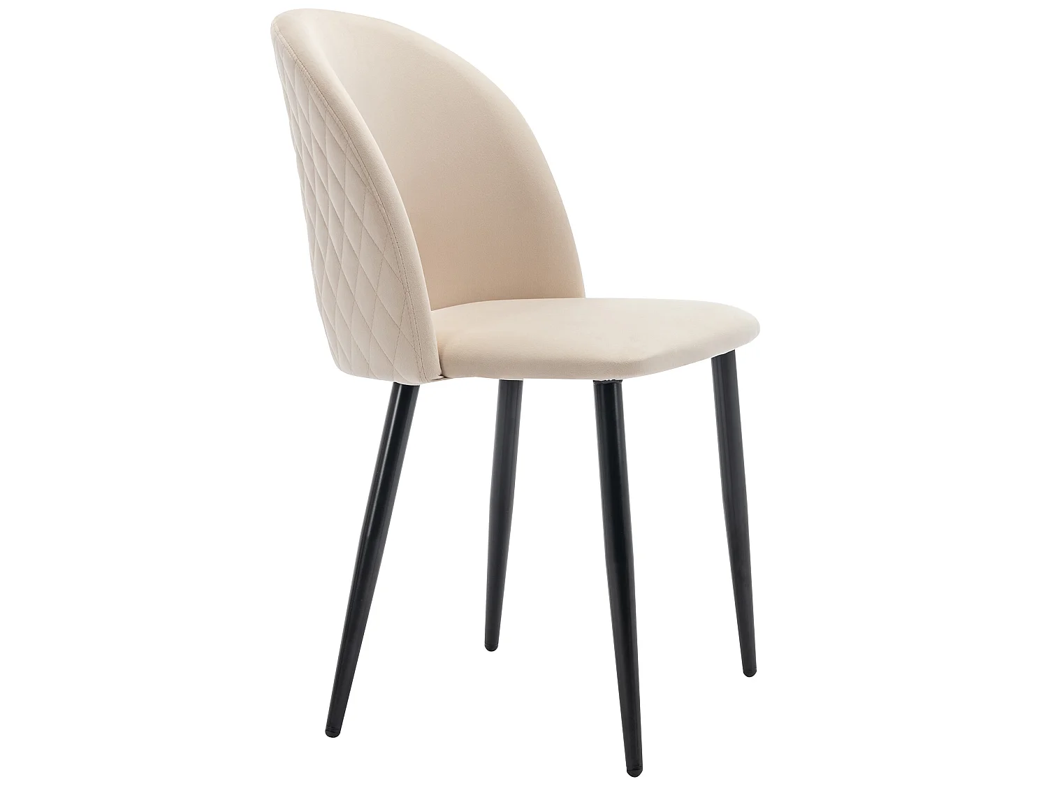 Lot de 2 Chaises rembourrées en velours  - recouvertes de motif losange - pieds réglables - Beige