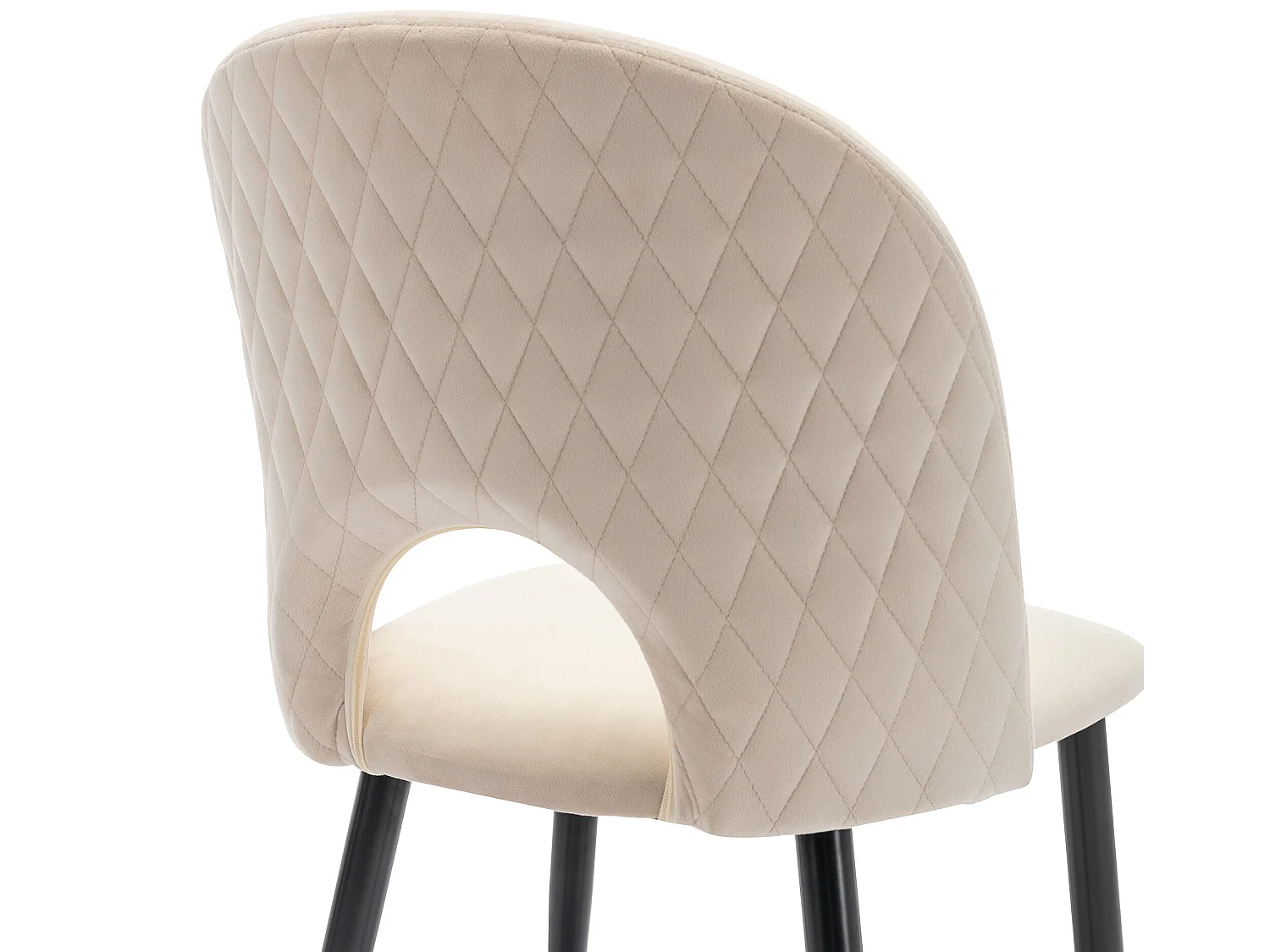 Set van 4 stoelen bekleed met fluweel - bekleed met ruitpatroon - verstelbare poten - Beige