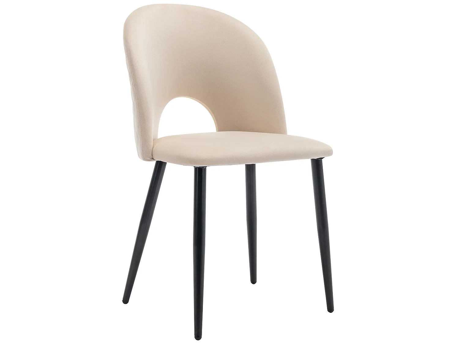 Set van 4 stoelen bekleed met fluweel - bekleed met ruitpatroon - verstelbare poten - Beige