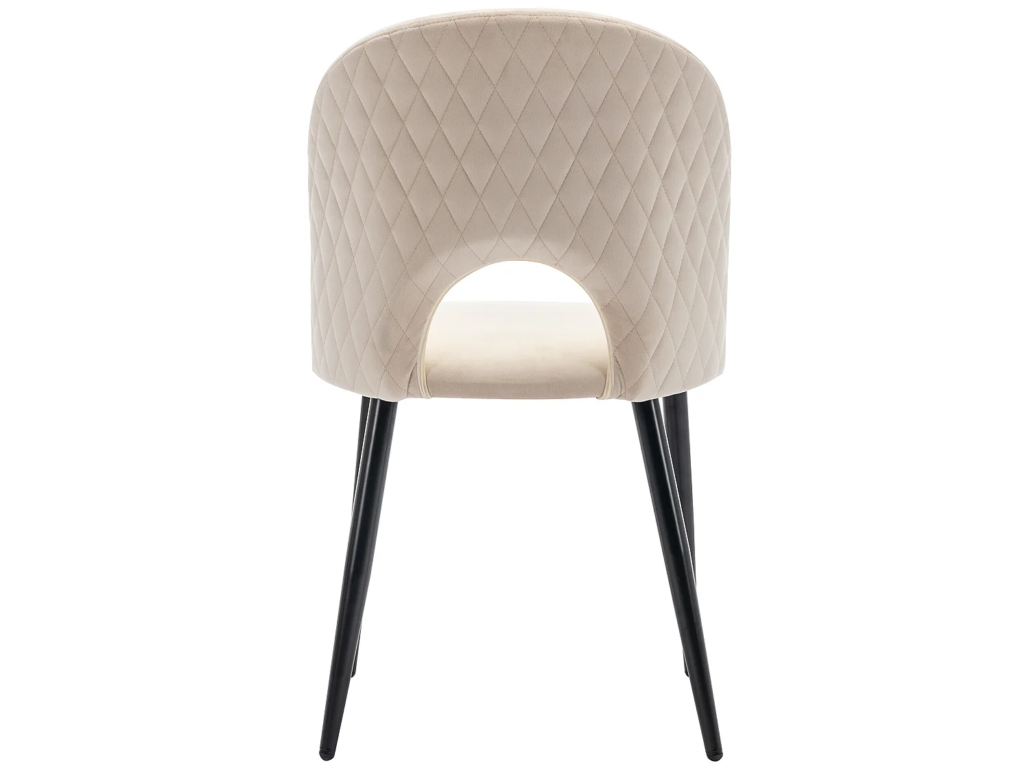 Lot de 4 Chaises rembourrées en velours  - recouvertes de motif losange - pieds réglables - Beige