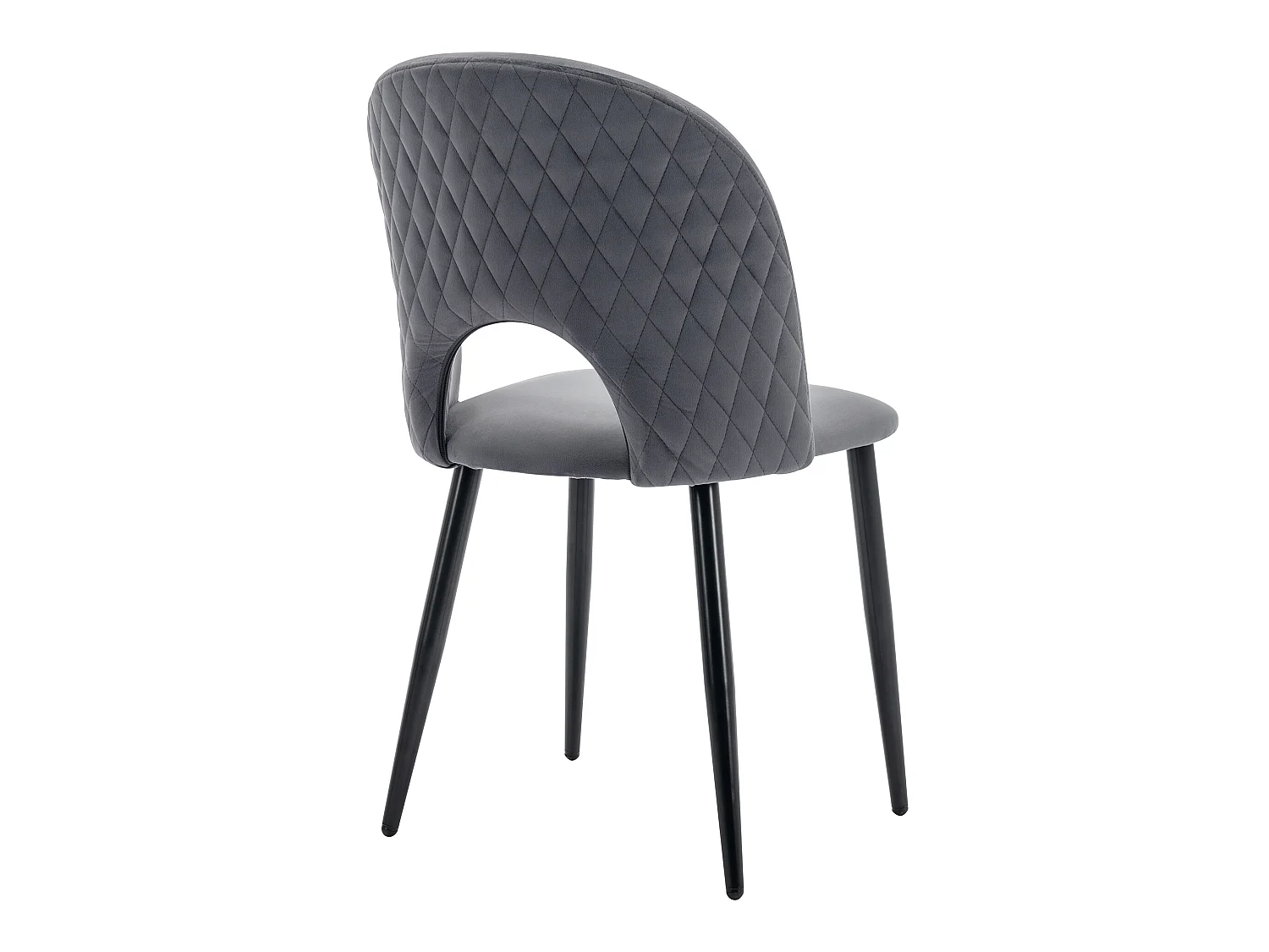 Lot de 6 Chaises rembourrées en velours - recouvertes de motif losange - pieds réglables - Gris