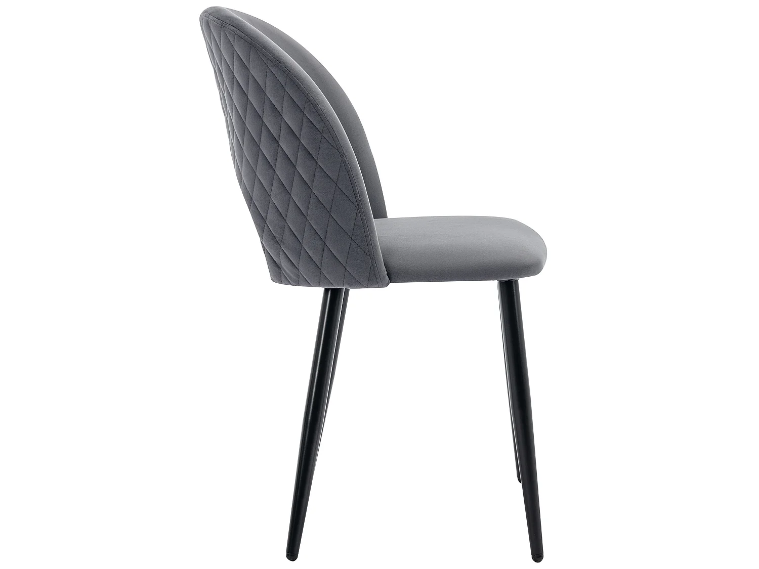 Set van 2 Fluwelen gestoffeerde stoelen - bekleed met ruitpatroon - verstelbare poten - Grijs