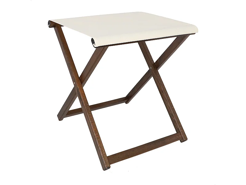 Tabouret directeur pliant en bois, finition noyer, 46x46x50 cm