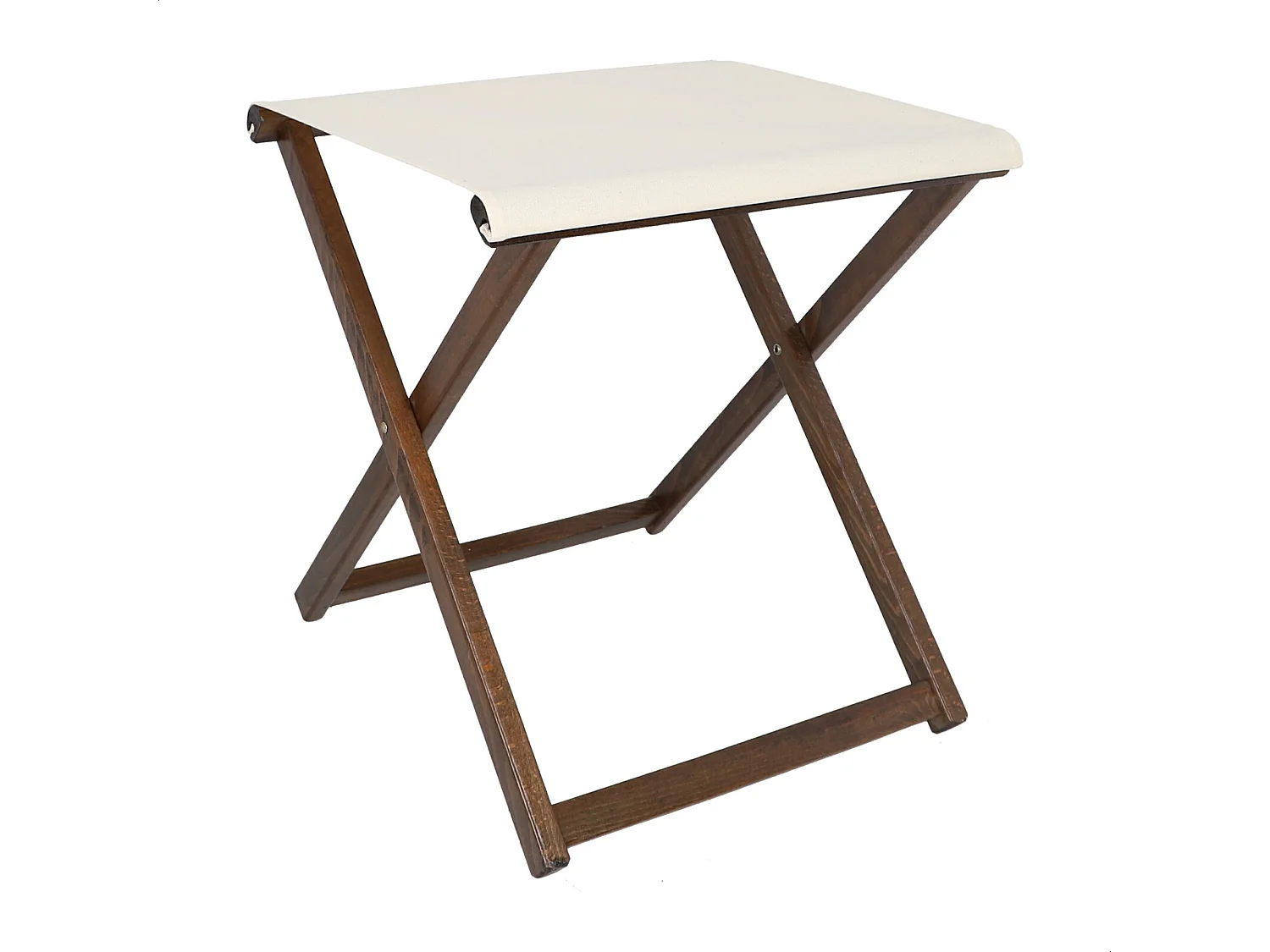 Tabouret directeur pliant en bois, finition noyer, 46x46x50 cm