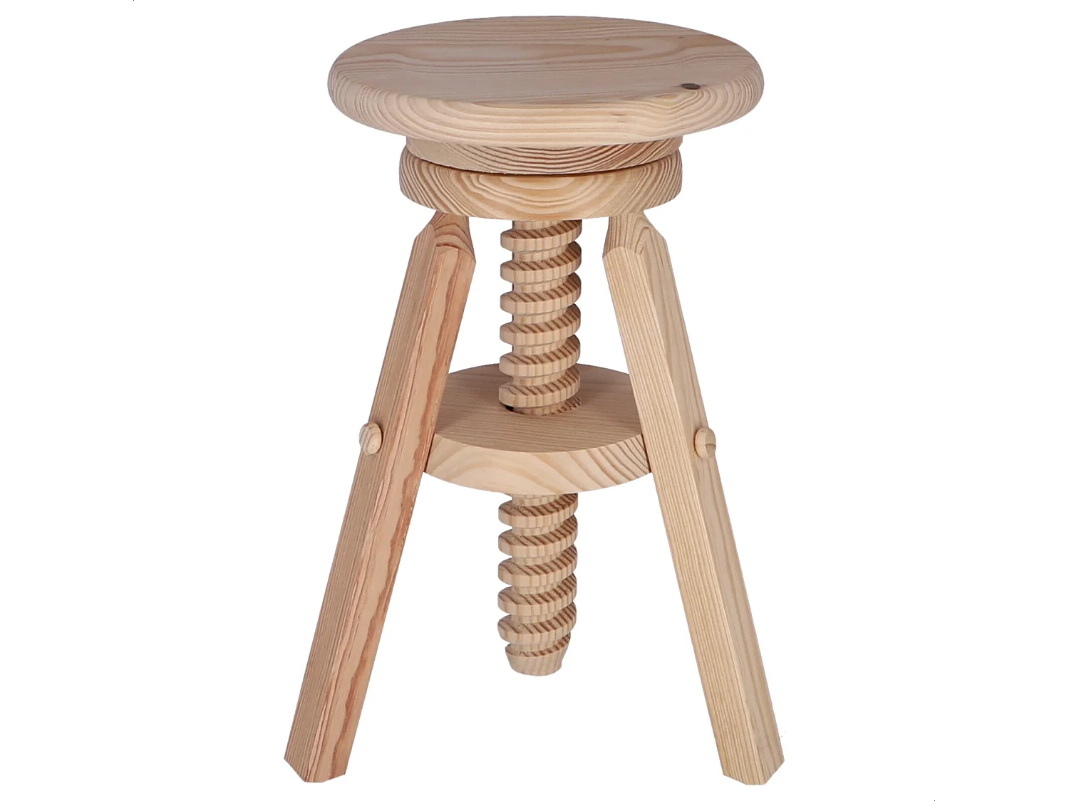 Tabouret rond pivotant en bois, finition SANS vernis, 29x29x64 cm