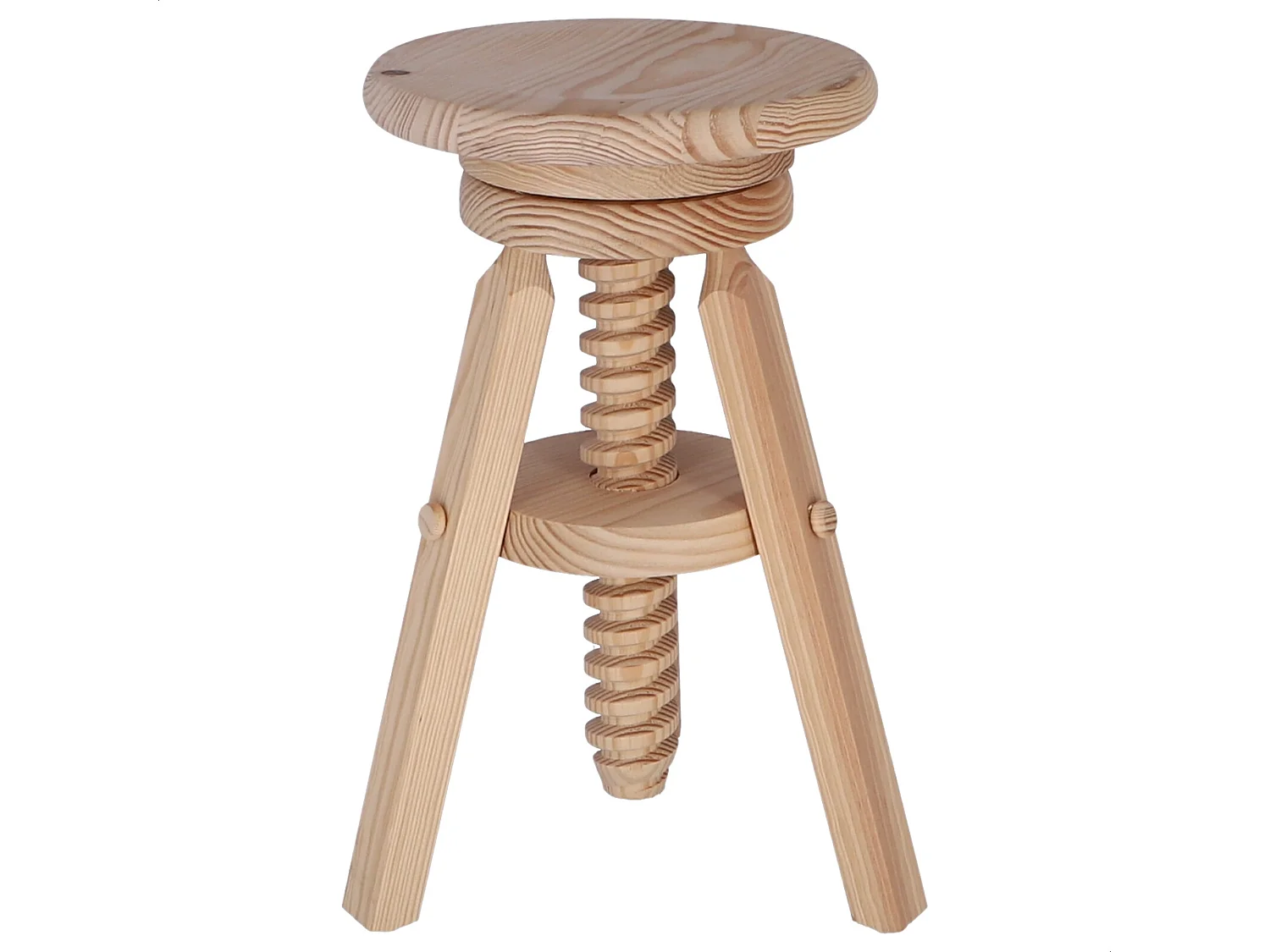 Tabouret rond pivotant en bois, finition SANS vernis, 29x29x64 cm