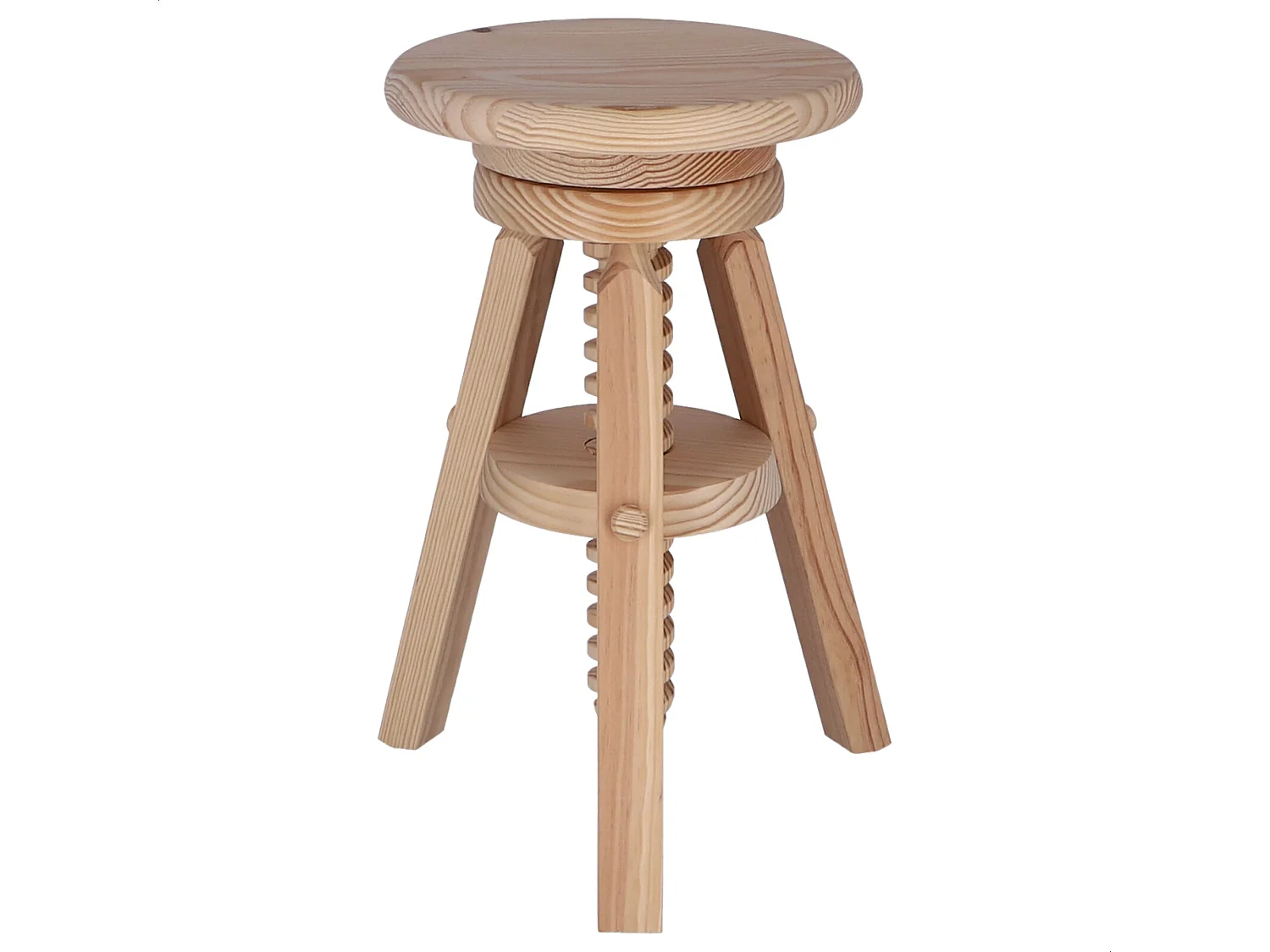 Tabouret rond pivotant en bois, finition SANS vernis, 29x29x64 cm