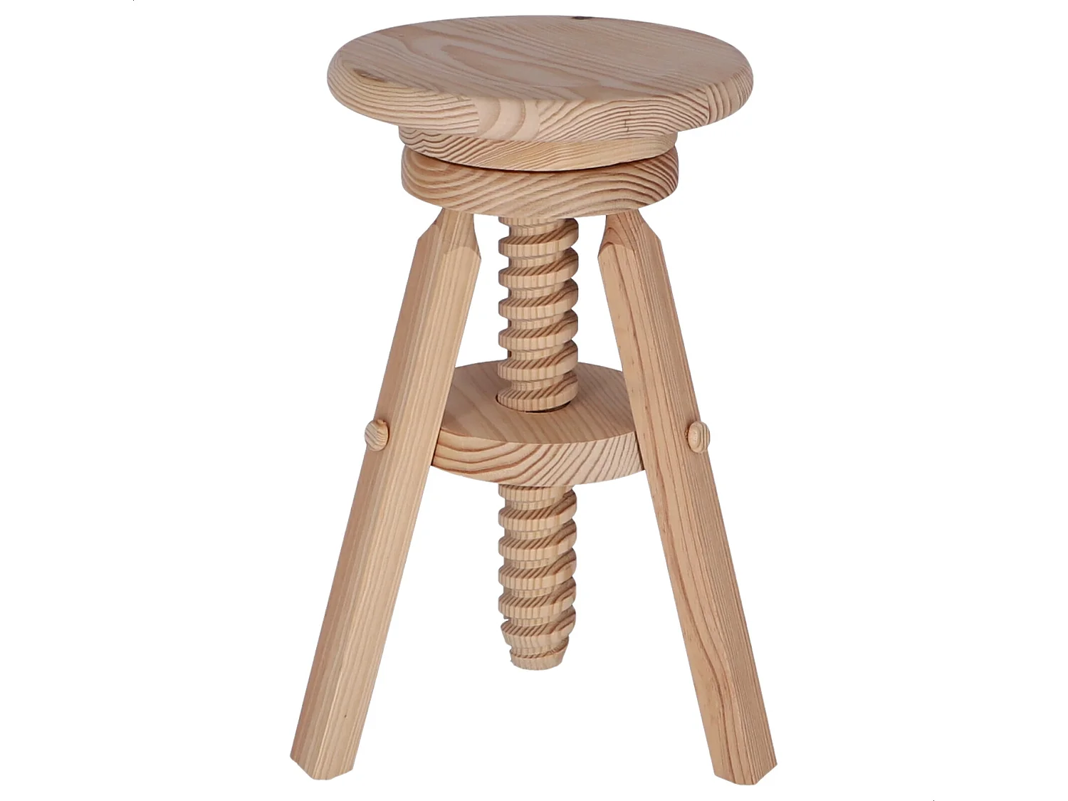Tabouret rond pivotant en bois, finition SANS vernis, 29x29x64 cm