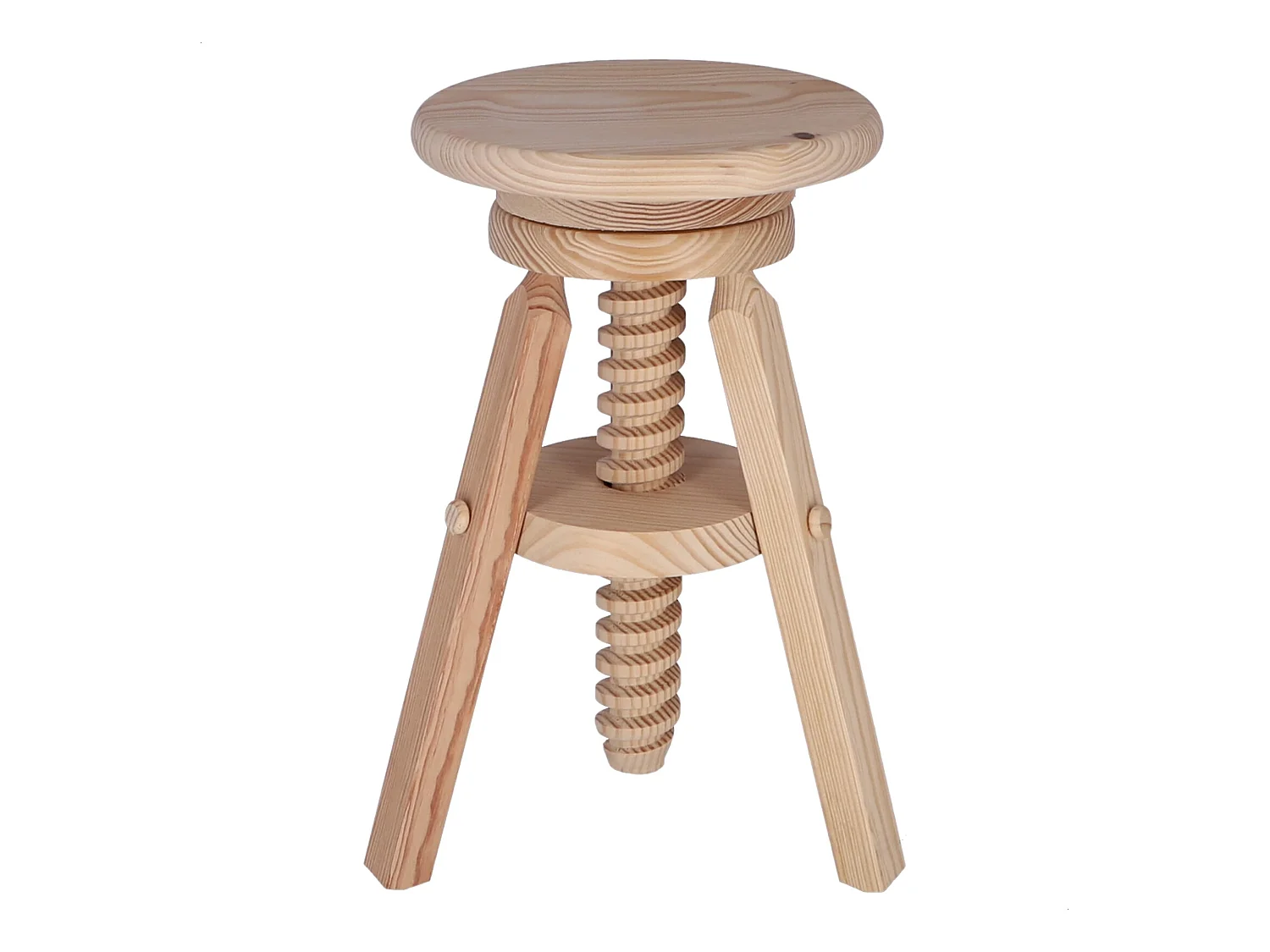 Tabouret rond pivotant en bois, finition SANS vernis, 29x29x64 cm