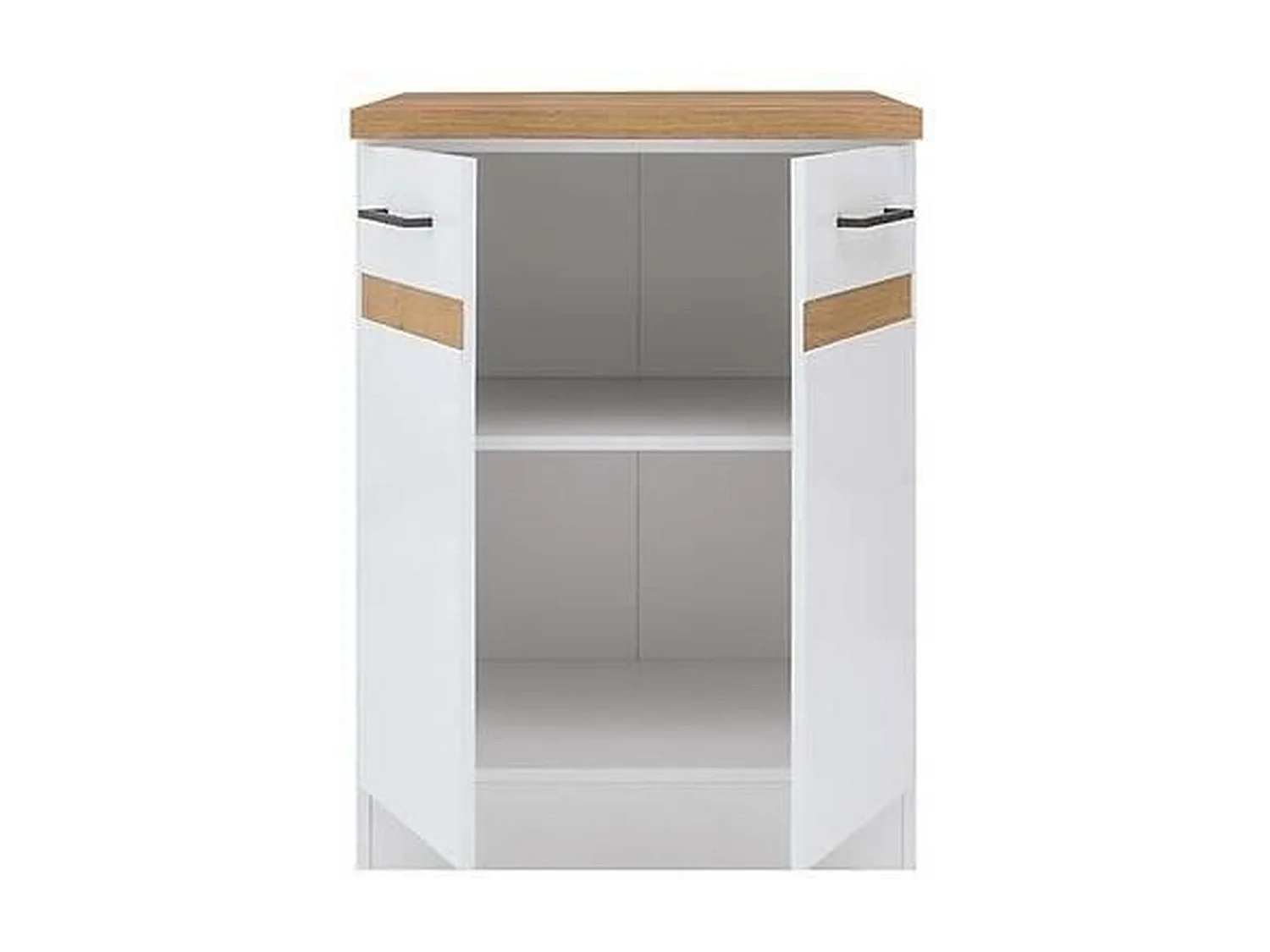 Meuble bas de cuisine 60 cm - 2 Portes - Plan de travail - Blanc brillant