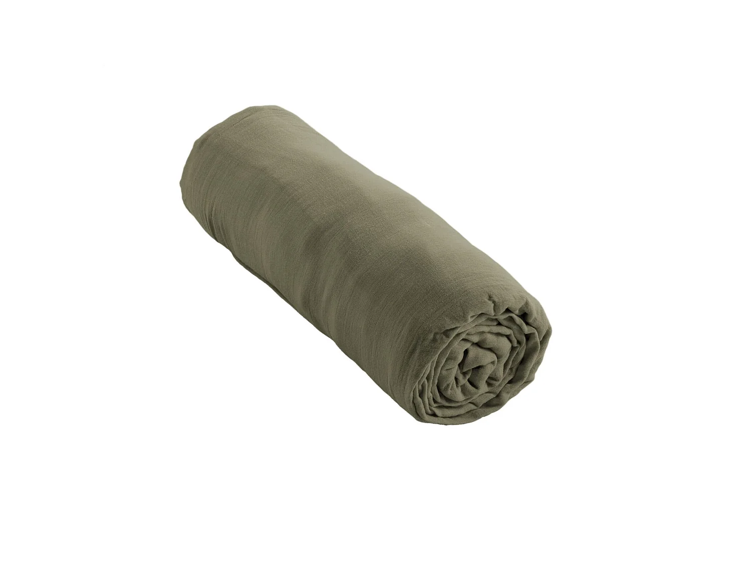 Drap housse bonnet 30 cm 100% gaze de coton unie kaki 200x200 cm