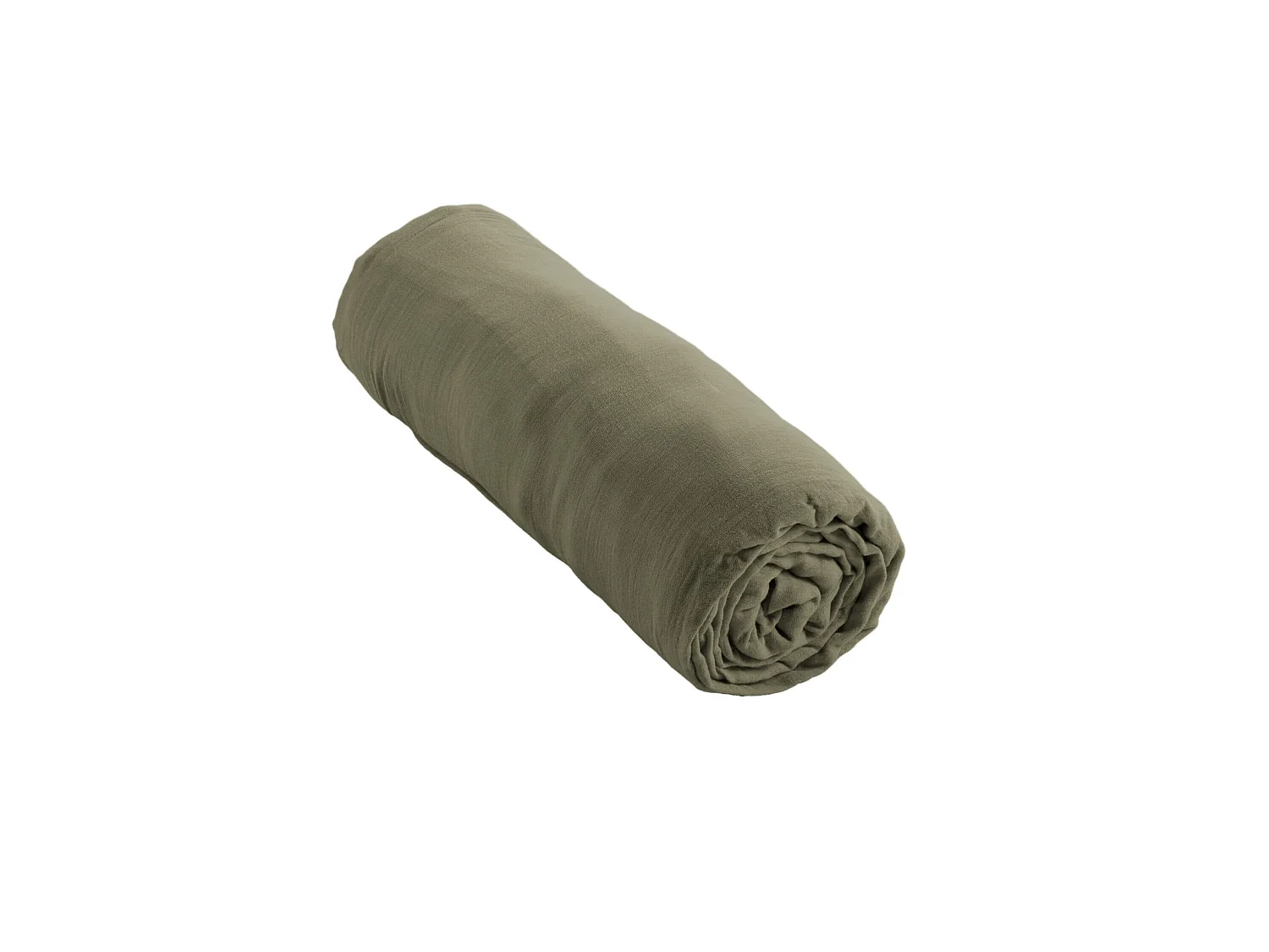 Drap housse bonnet 30 cm 100% gaze de coton unie kaki 200x200 cm