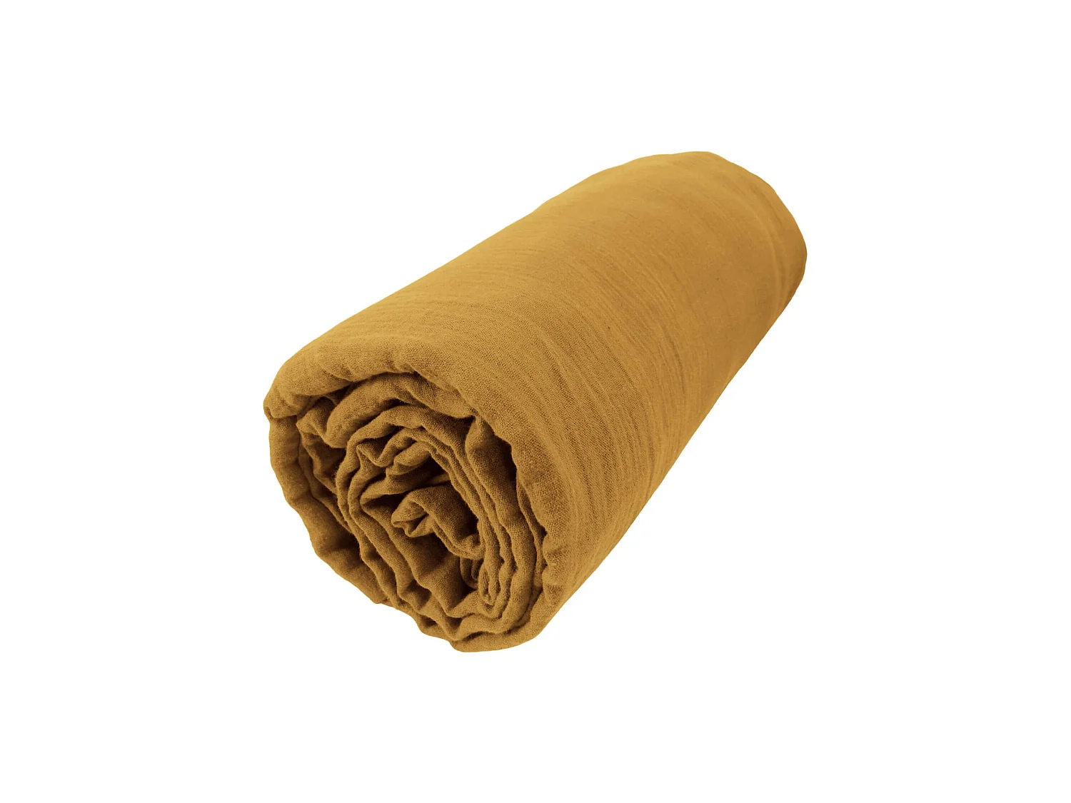 Drap housse bonnet 30 cm 100% gaze de coton unie jaune 200x200 cm