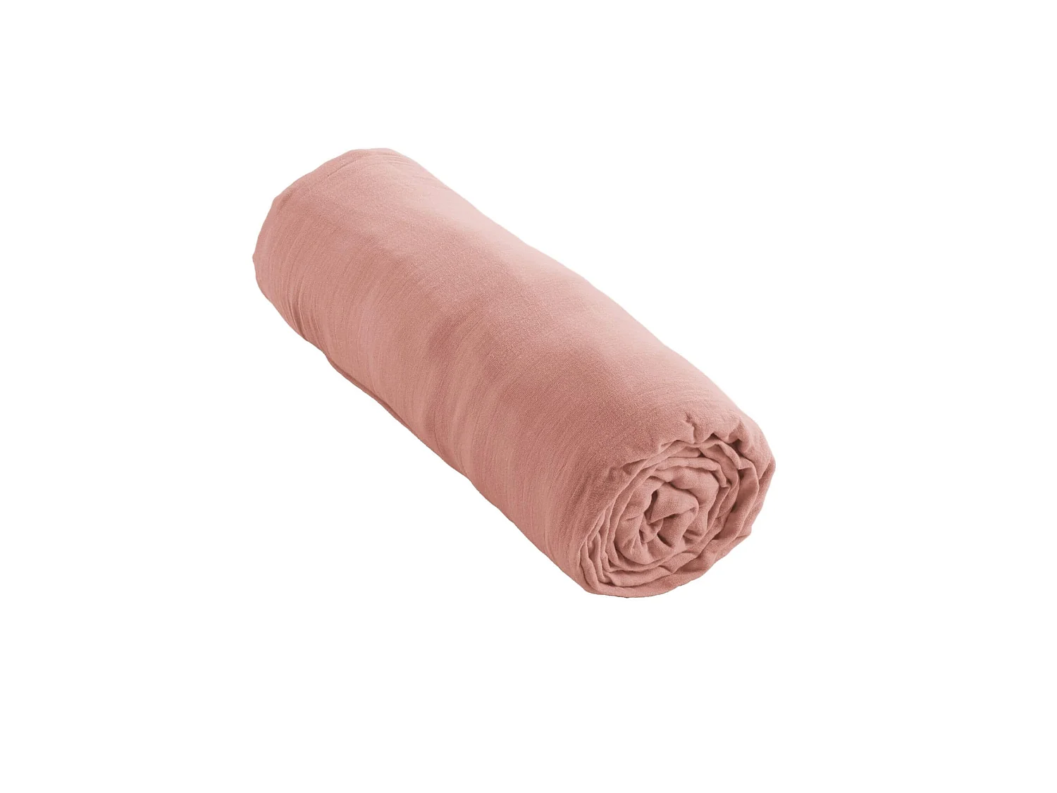 Drap housse bonnet 30 cm 100% gaze de coton unie rose 200x200 cm