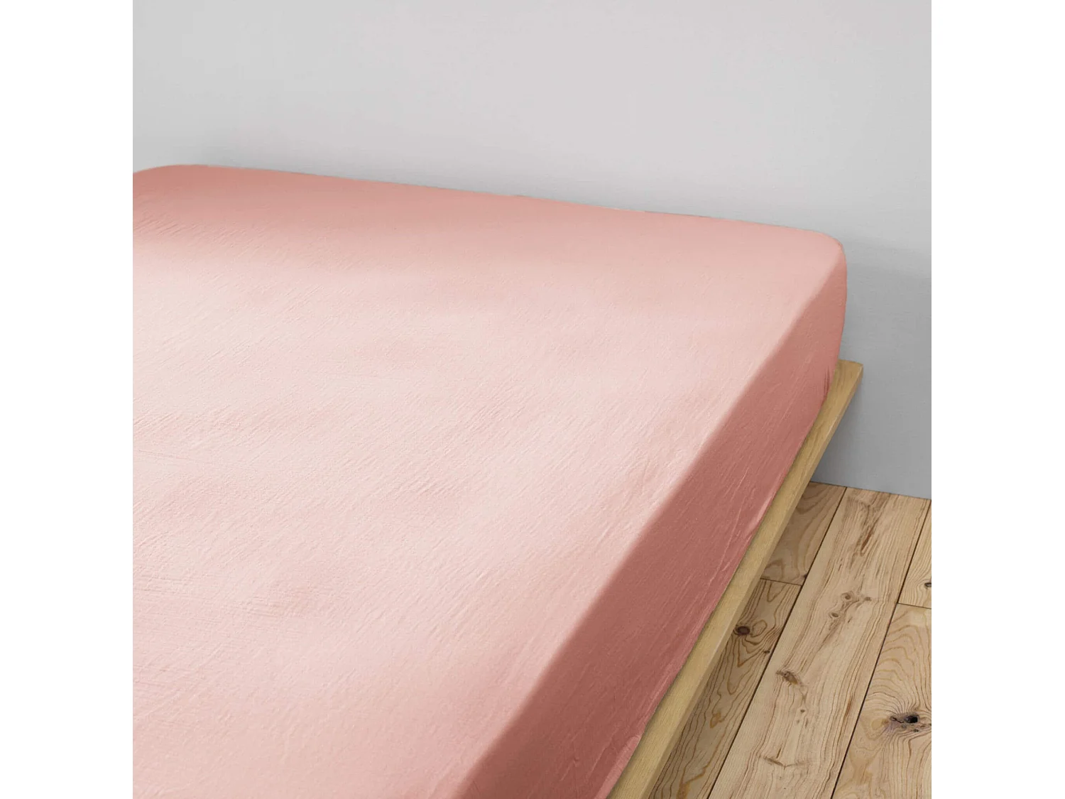 Drap housse bonnet 30 cm 100% gaze de coton unie rose 200x200 cm