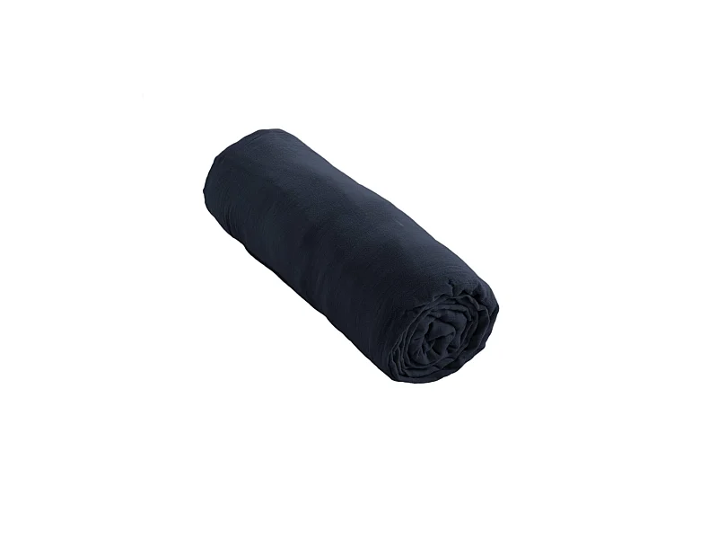 Drap housse bonnet 30 cm 100% gaze de coton unie bleu marine 200x200 cm