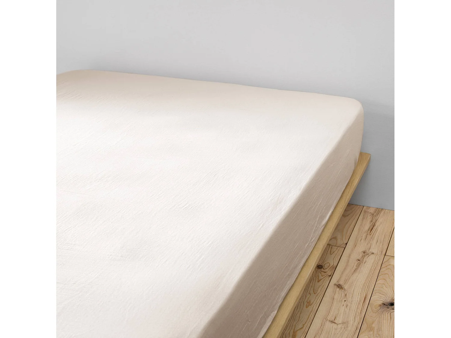 Drap housse bonnet 30 cm 100% gaze de coton unie naturel 200x200 cm