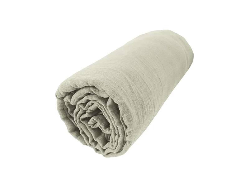 Drap housse bonnet 30 cm 100% gaze de coton unie vert d'eau 200x200 cm