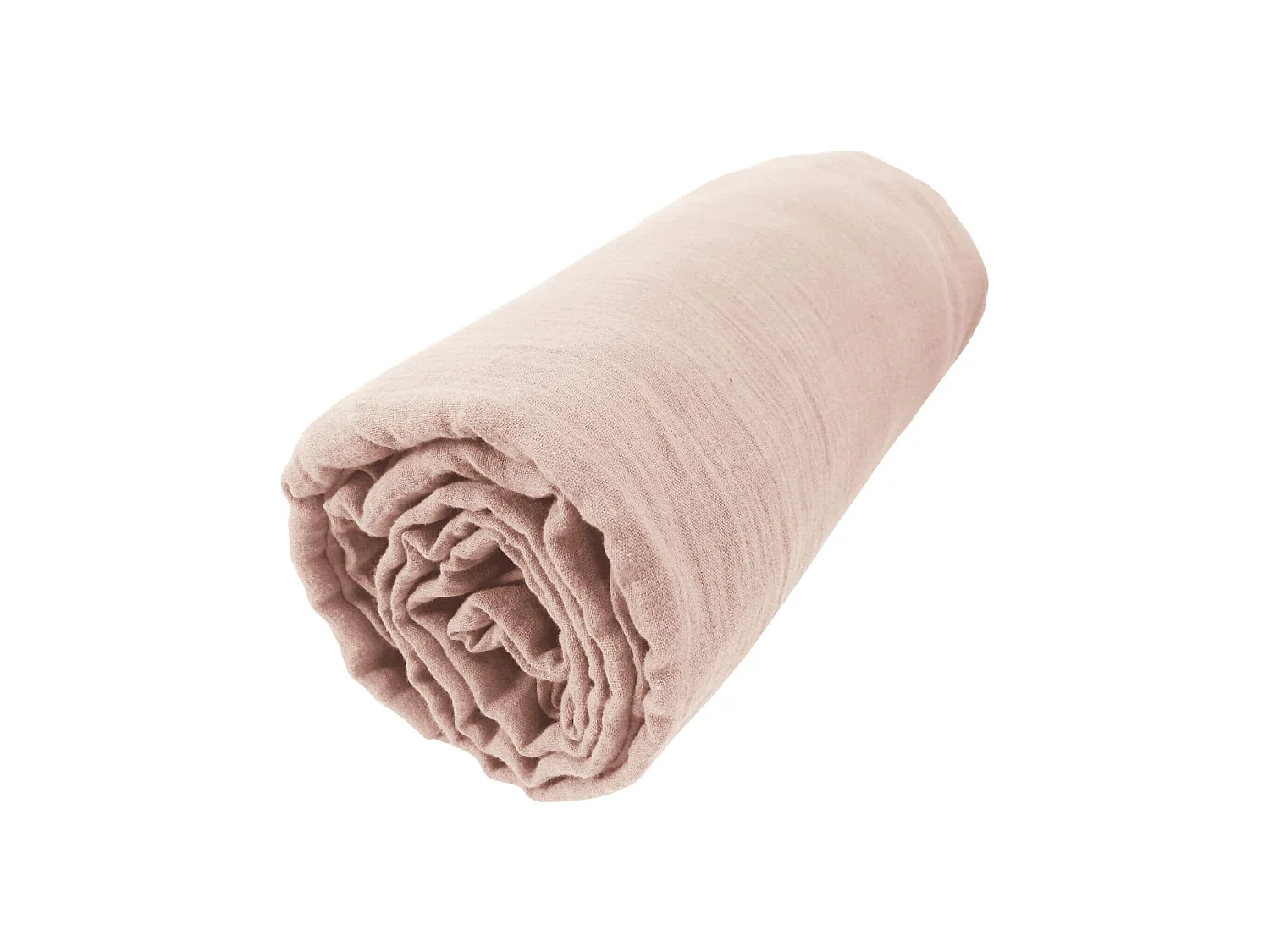 Drap housse bonnet 30 cm 100% gaze de coton unie rose pâle 200x200 cm