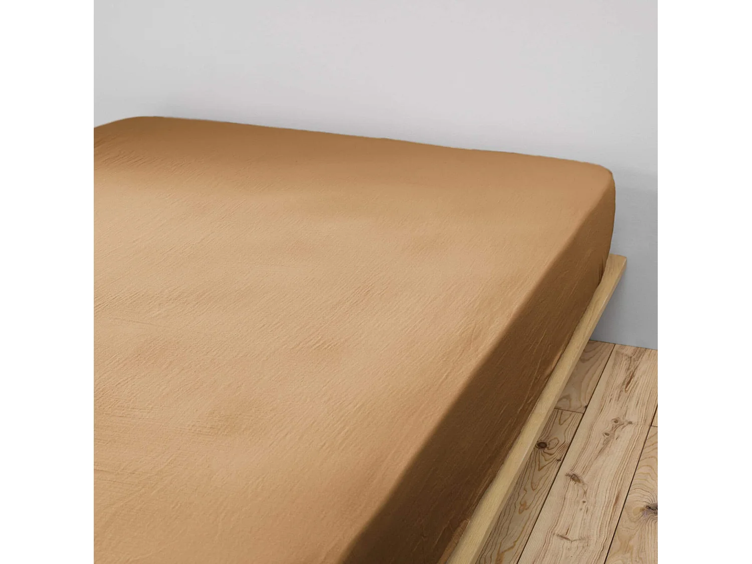 Drap housse bonnet 30 cm 100% gaze de coton unie marron 200x200 cm