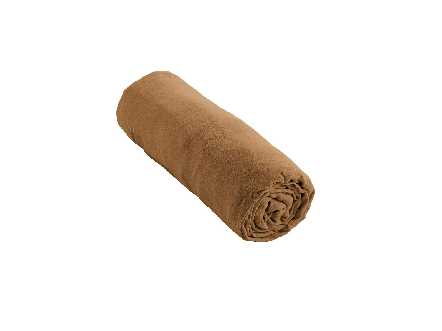 Drap housse bonnet 30 cm 100% gaze de coton unie marron 200x200 cm