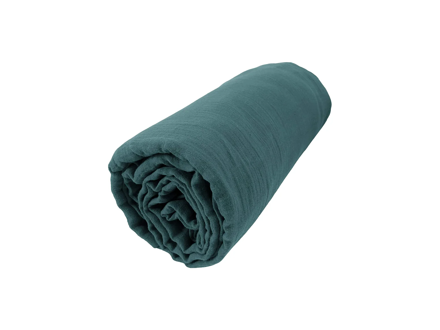 Drap housse bonnet 30 cm 100% gaze de coton unie bleu canard 200x200 cm