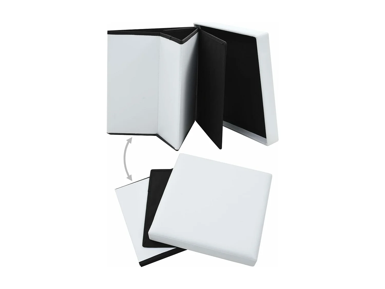 Tabouret de rangement pliable Blanc Similicuir