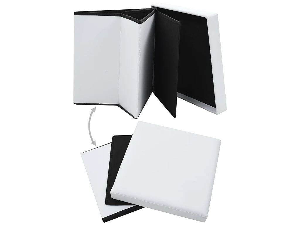 Tabouret de rangement pliable Blanc Similicuir