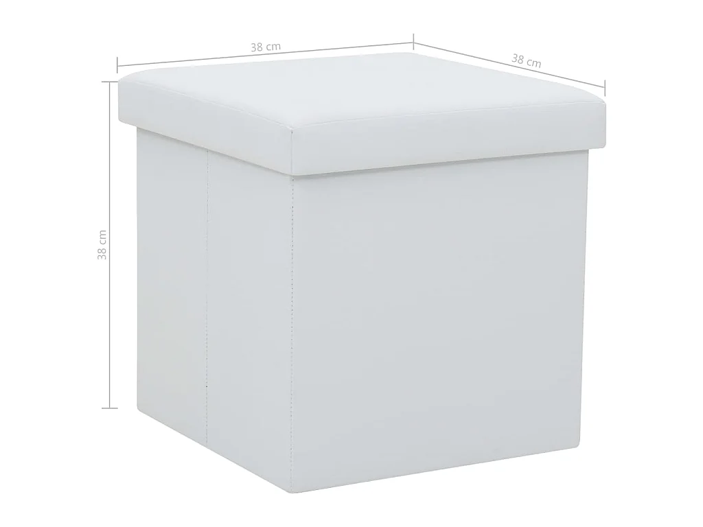 Tabouret de rangement pliable Blanc Similicuir