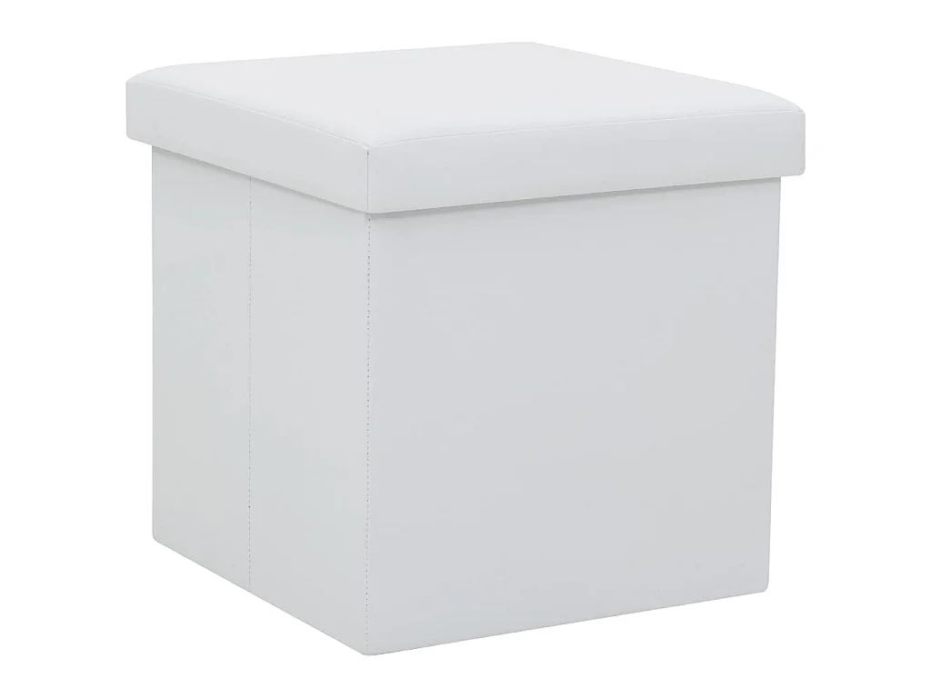 Tabouret de rangement pliable Blanc Similicuir