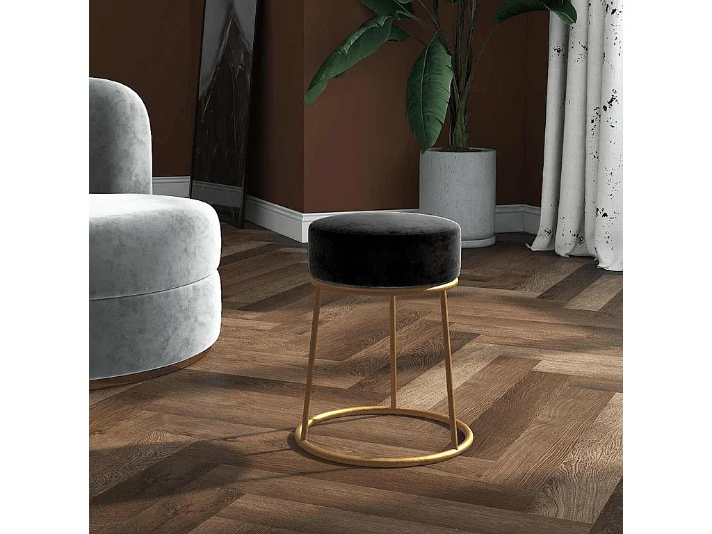 Tabouret rond Noir Velours