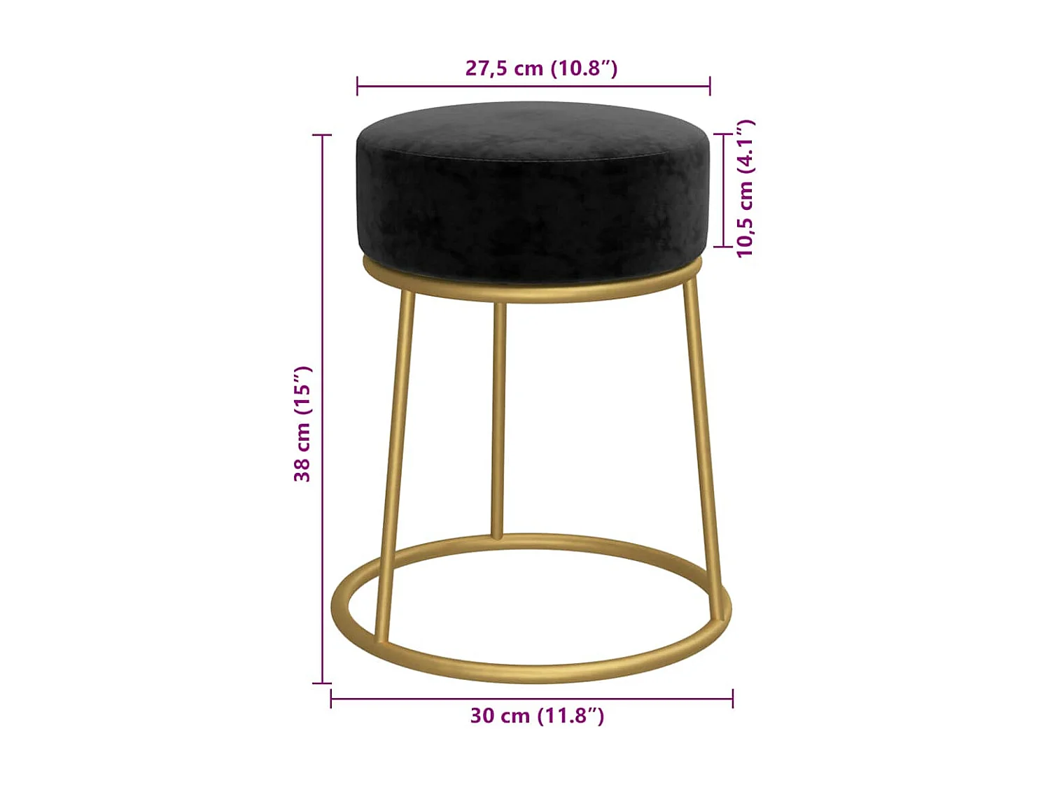 Tabouret rond Noir Velours