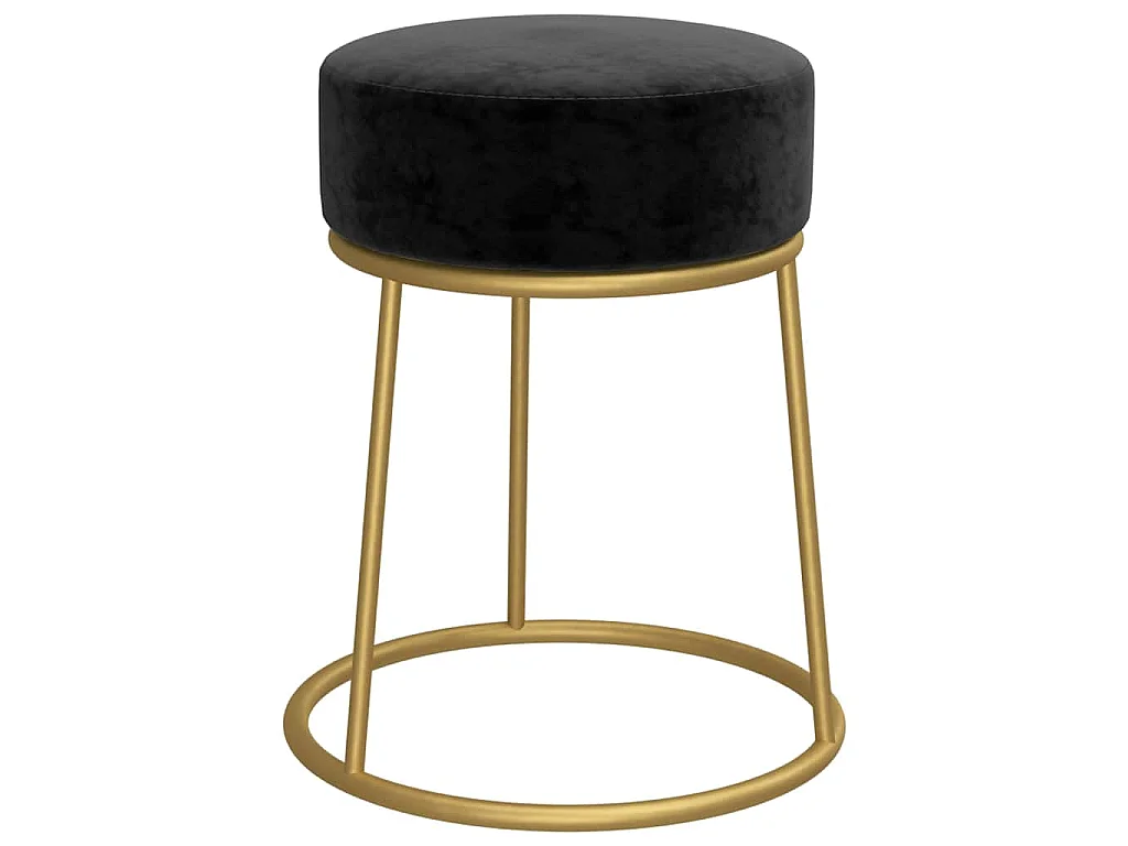 Hocker rond fluweel zwart