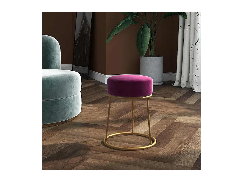 Tabouret rond Violet Velours